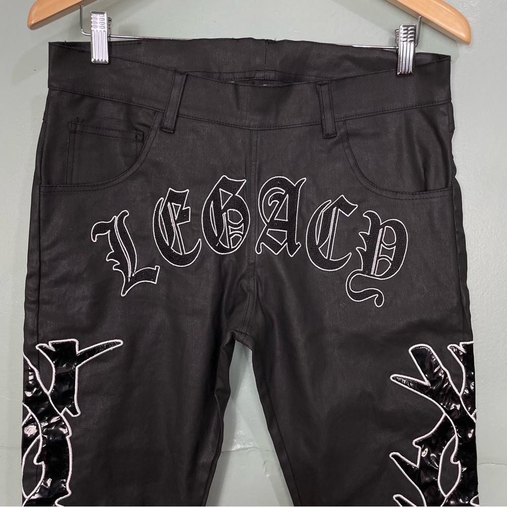 Legacy Of Faith Wax Denim Jeans Pants Streetwear Size 32 White Black - Picture 3 of 10